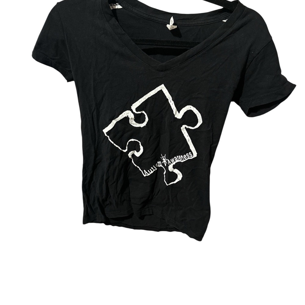 Black Puzzle Piece Graphic Tee Autism Awareness